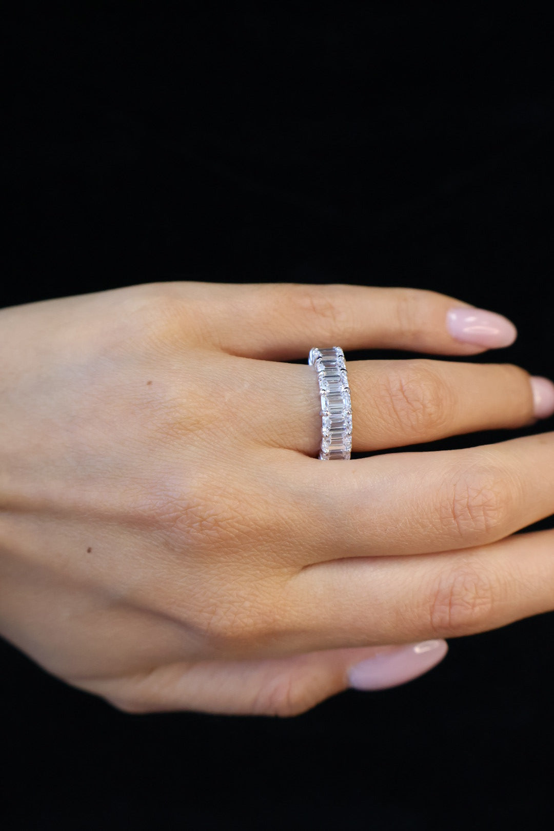 Emerald Cut Lab Grown Diamond Eternity Band