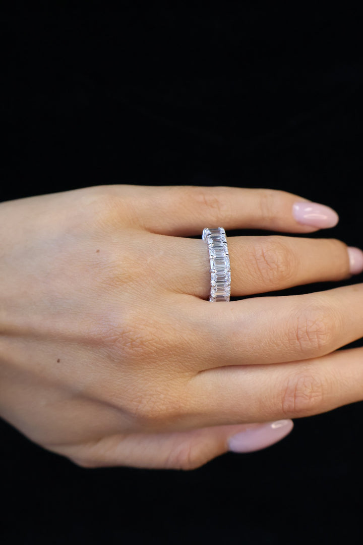 Emerald Cut Lab Grown Diamond Eternity Band