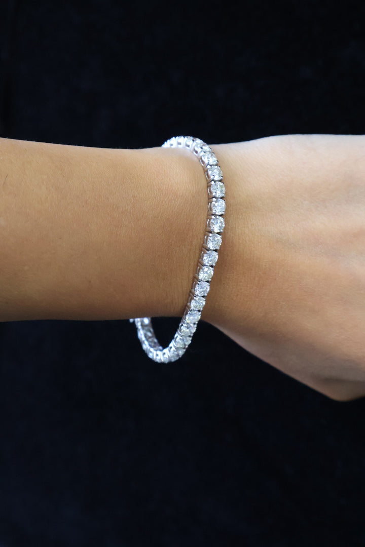 6CT 4 Prong Round Cut Lab-Grown Diamond Tennis Bracelet 14K Solid Gold