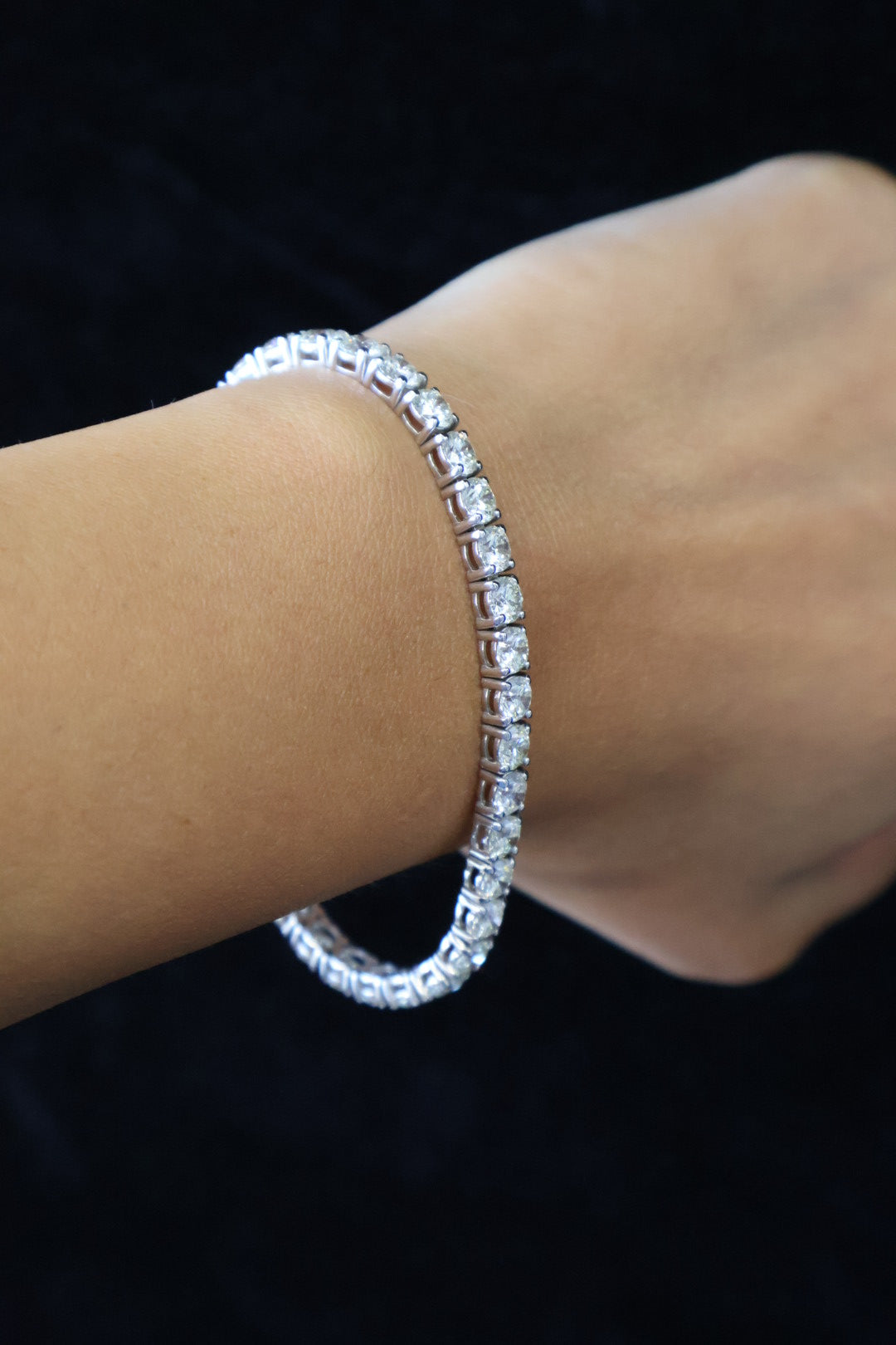 6CT 4 Prong Round Cut Lab-Grown Diamond Tennis Bracelet 14K Solid Gold