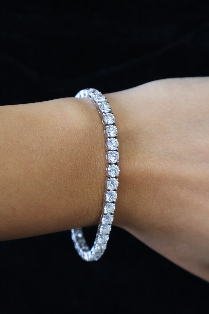 8CT 4 Prong Round Cut Lab-Grown Diamond Tennis Bracelet 14K Solid Gold