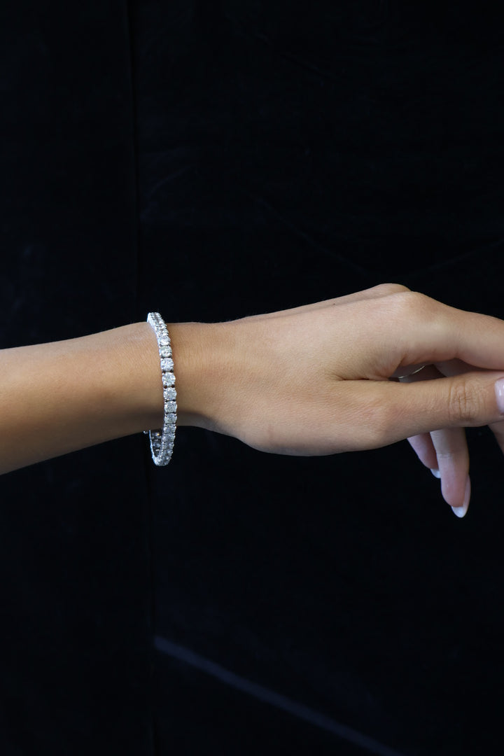 6CT 4 Prong Round Cut Lab-Grown Diamond Tennis Bracelet 14K Solid Gold