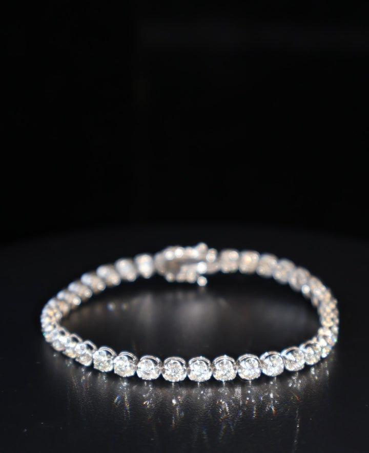 Buttercup Illusion Setting Round Cut Lab-Grown Diamond Tennis Bracelet 14K Solid Gold