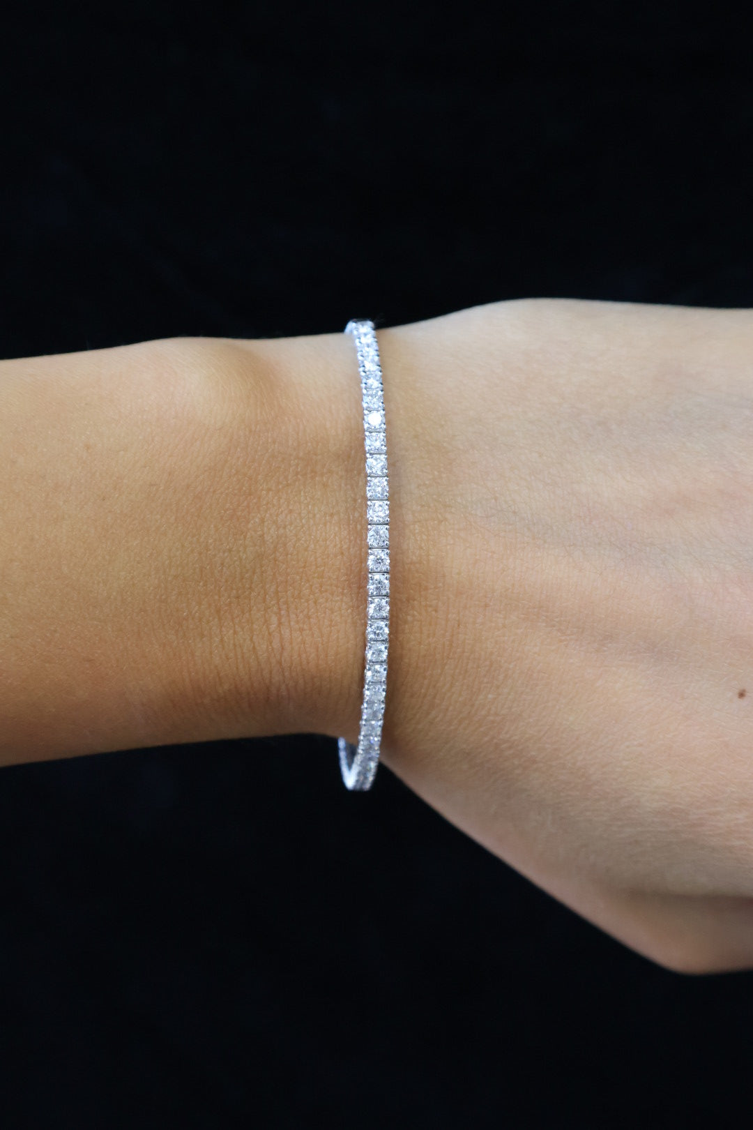 Round Cut Lab Grown Diamond Flexible Bangle Bracelet in 14K Solid Gold