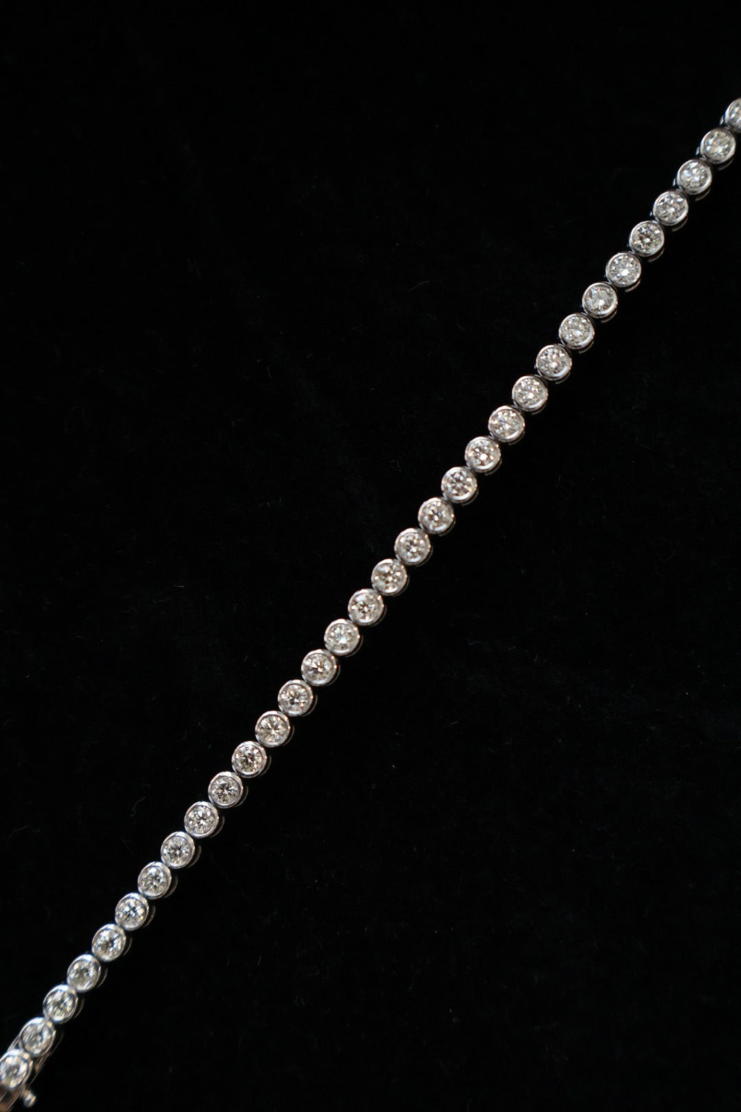 Bezel Set Round Shape Lab Grown Diamond Tennis Bracelet 14K Solid Gold