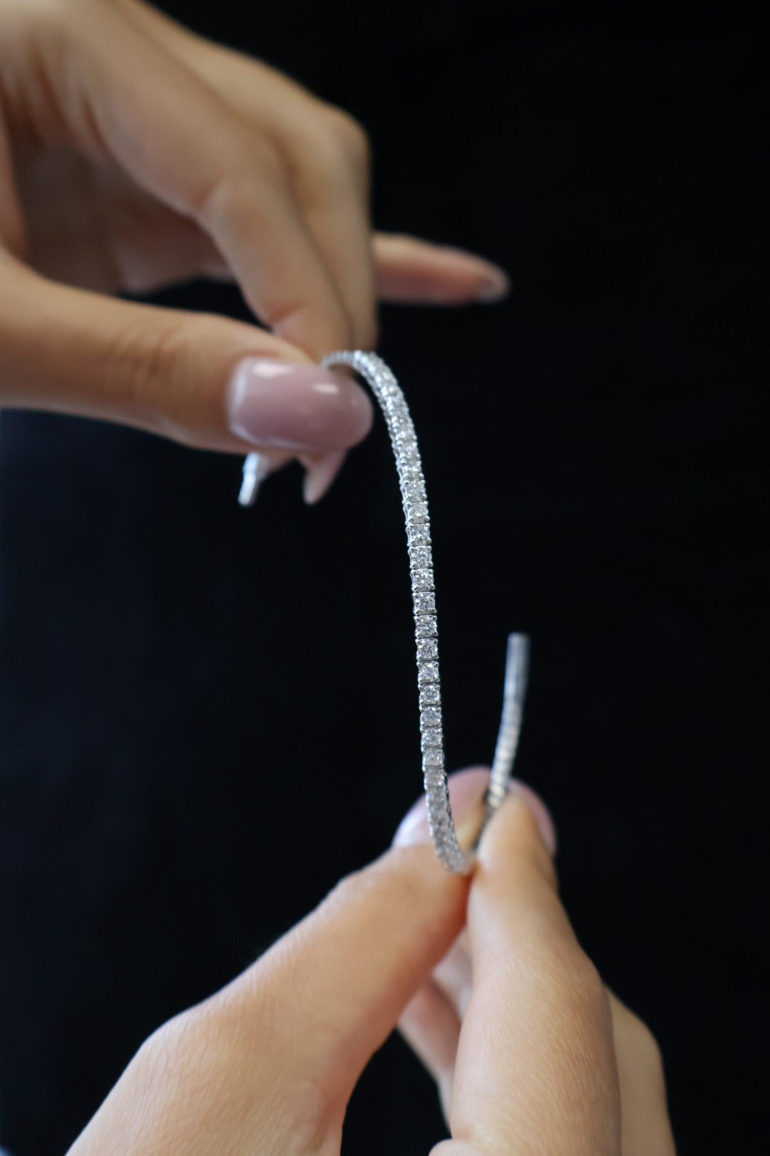 Round Cut Lab Grown Diamond Flexible Bangle Bracelet in 14K Solid Gold