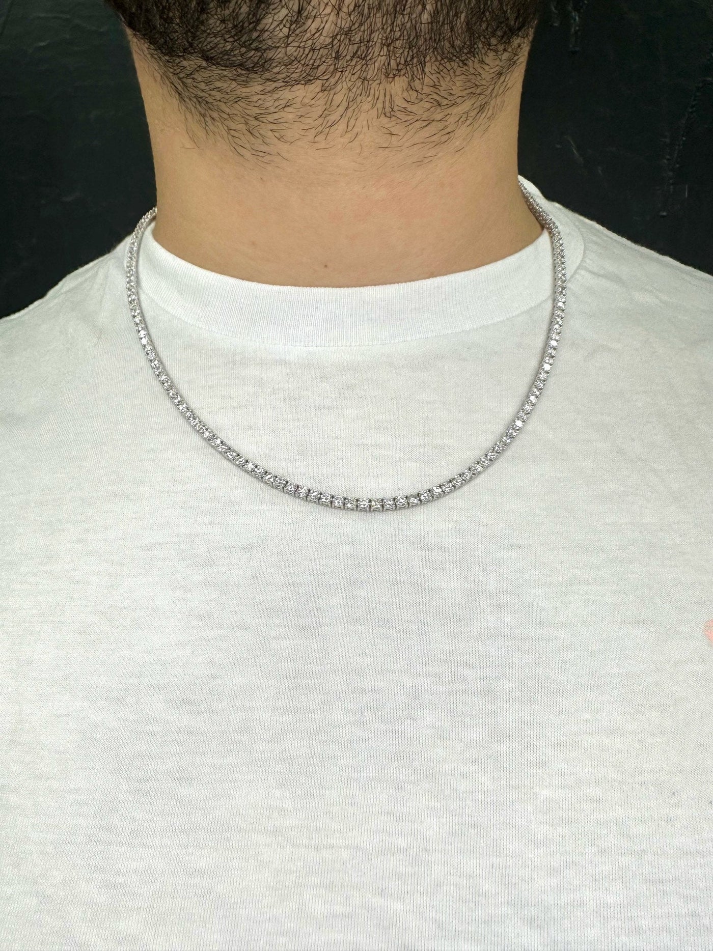 10 Carat T.W. Men's Lab-Grown Diamond Tennis Necklace