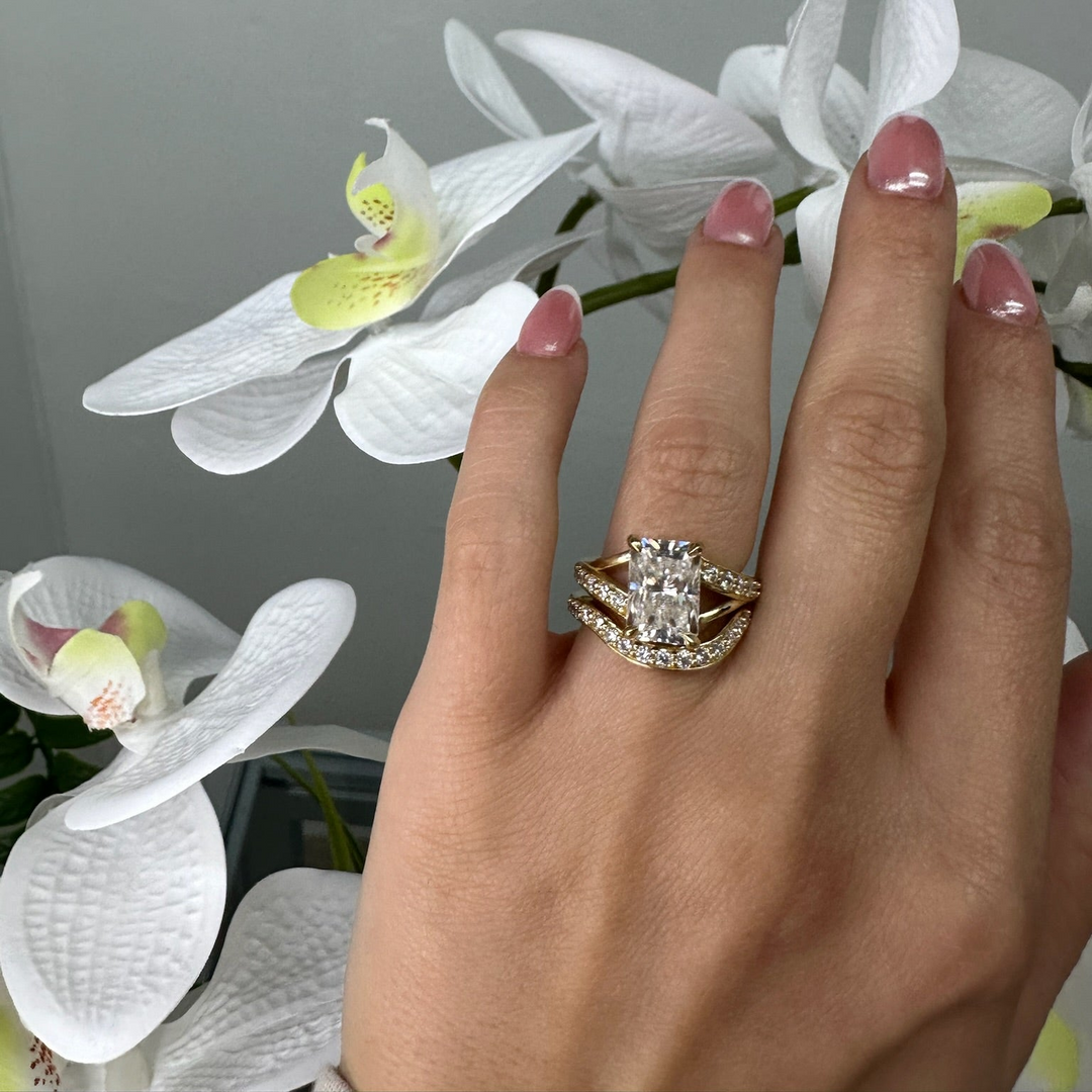 Curved Channel Style Lab Grown Diamond Wedding Band
