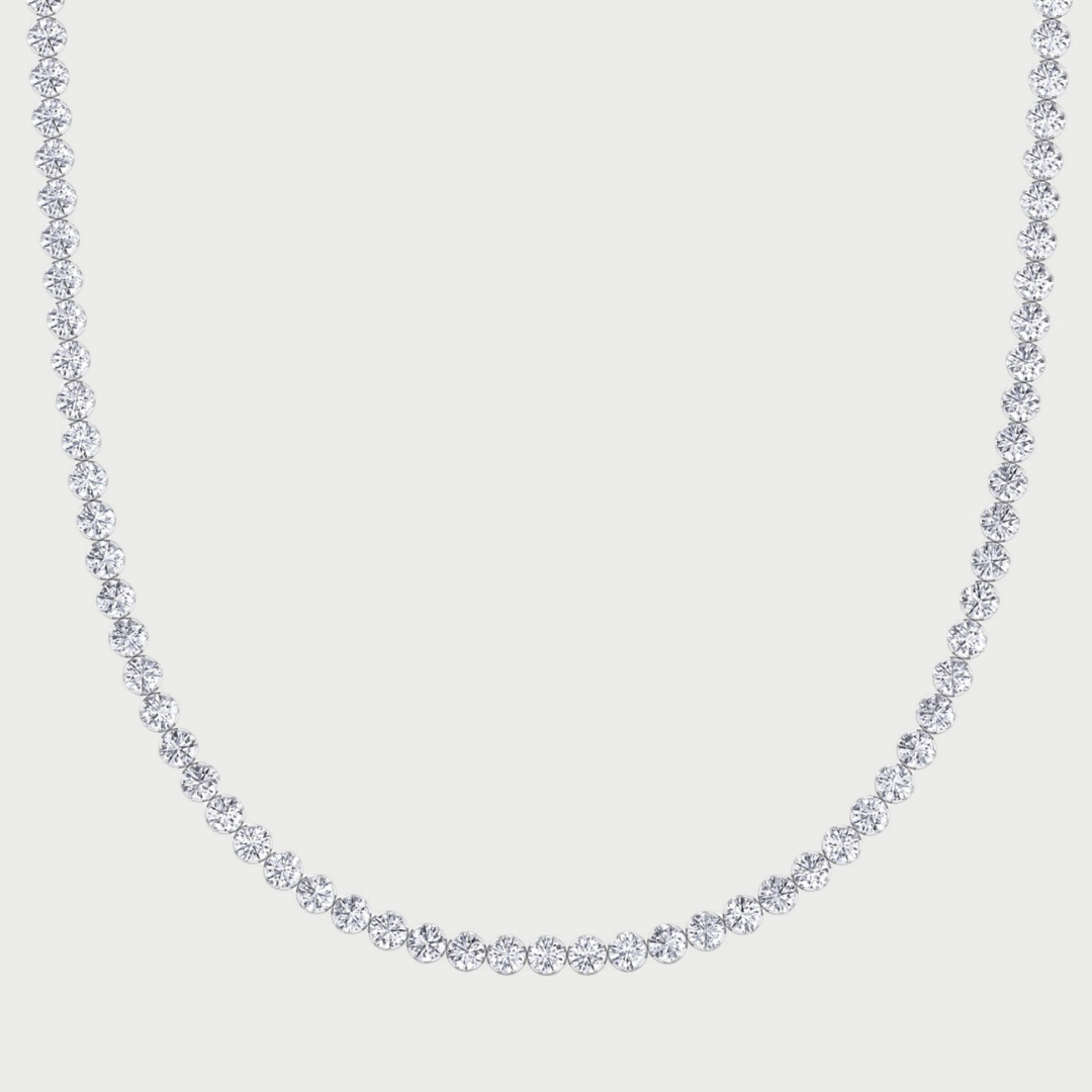 Illusion Set Round Shape Lab Grown Diamond Tennis Necklace