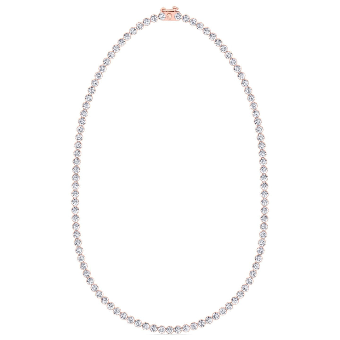 Illusion Round Shape Lab Diamond Tennis Necklace 14K Gold