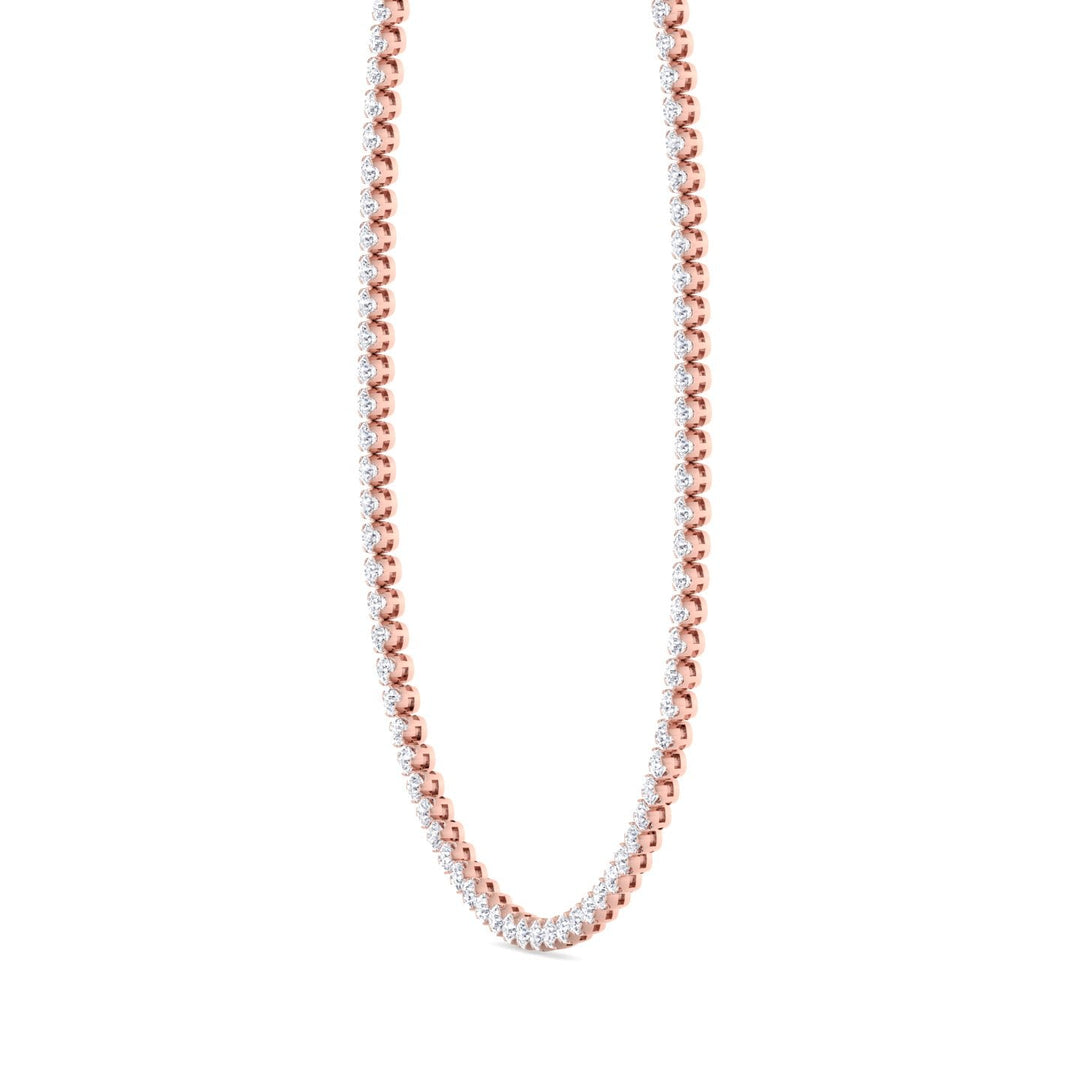 Illusion Round Shape Lab Diamond Tennis Necklace 14K Rose Gold