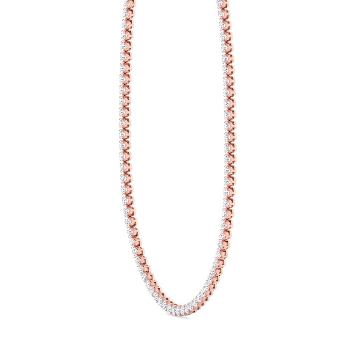 Illusion Round Shape Lab Diamond Tennis Necklace 14K Rose Gold