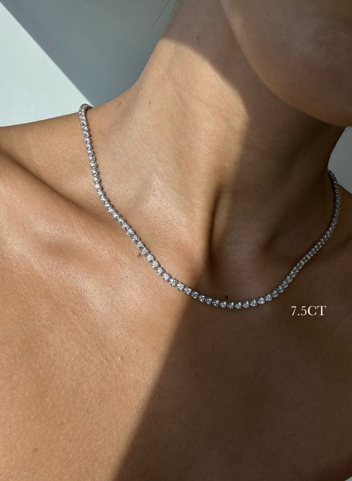 Illusion Round Shape Lab Diamond Tennis Necklace 14K Solid Gold