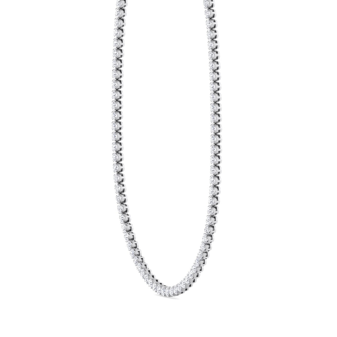 Illusion Round Shape Lab Diamond Tennis Necklace 14K White 