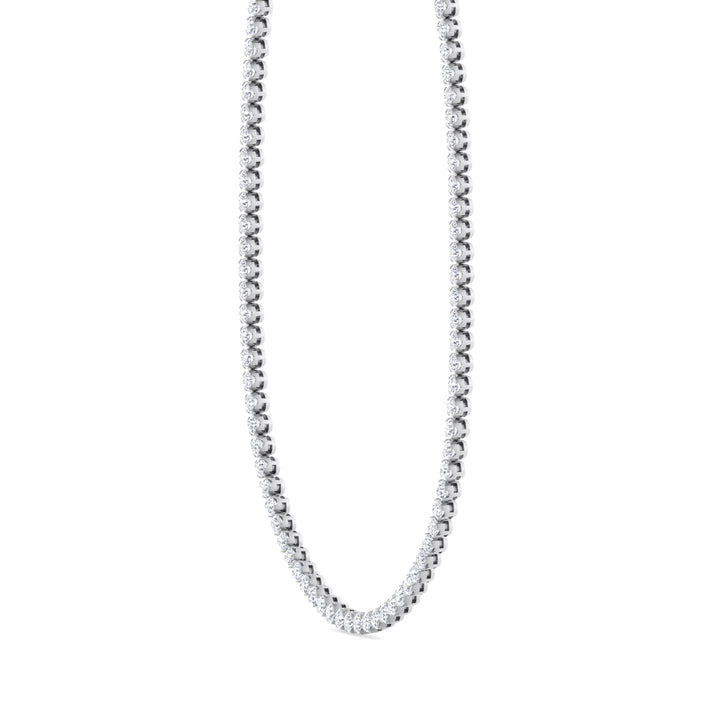 Illusion Round Shape Lab Diamond Tennis Necklace 14K White 