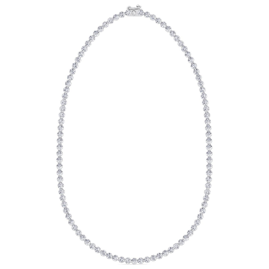 Illusion Round Shape Lab Diamond Tennis Necklace 14K White Gold