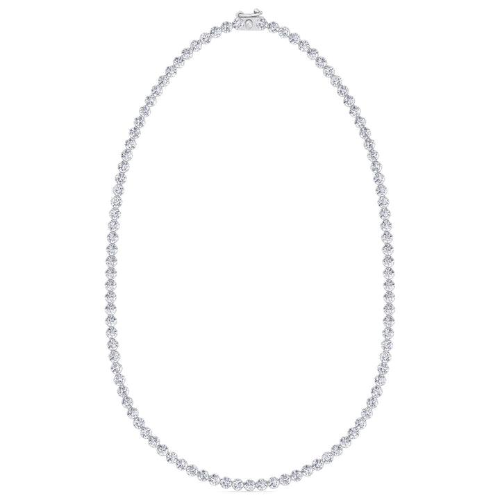 Illusion Round Shape Lab Diamond Tennis Necklace 14K White Gold