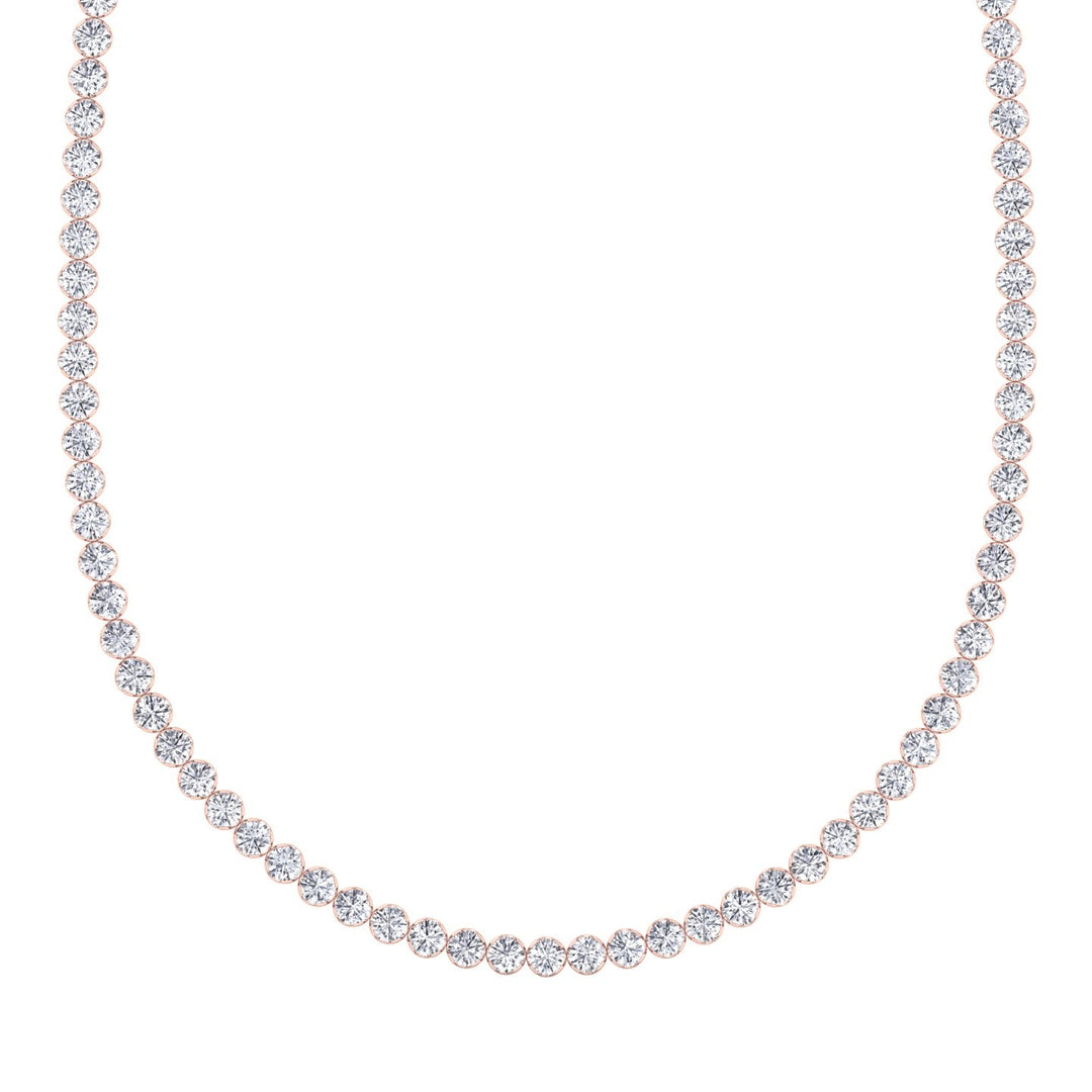 Illusion Round Shape Lab Grown Diamond Tennis Necklace 14K Gold
