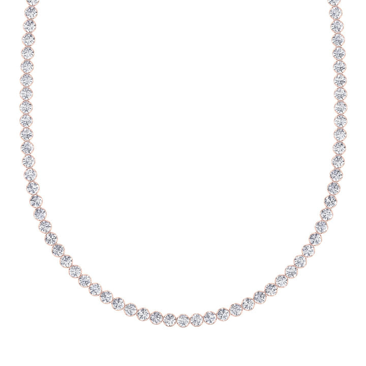 Illusion Round Shape Lab Grown Diamond Tennis Necklace 14K Gold