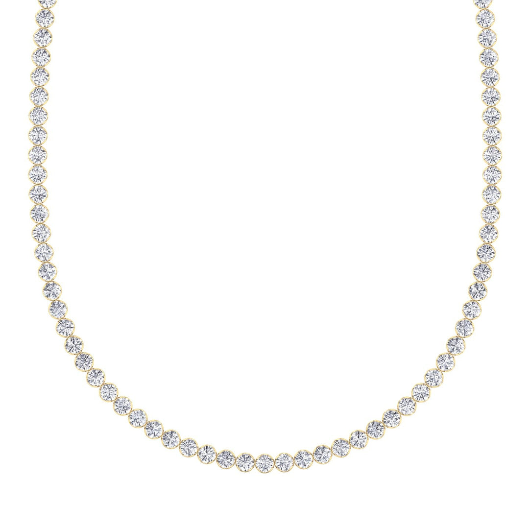 Illusion Round Shape Lab Grown Diamond Tennis Necklace 14K White 