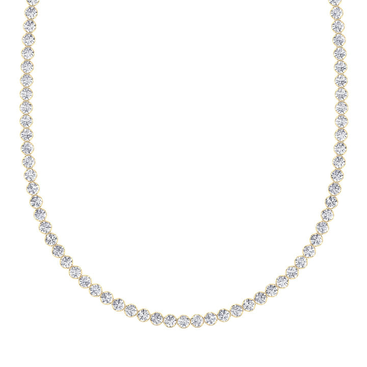Illusion Round Shape Lab Grown Diamond Tennis Necklace 14K White 