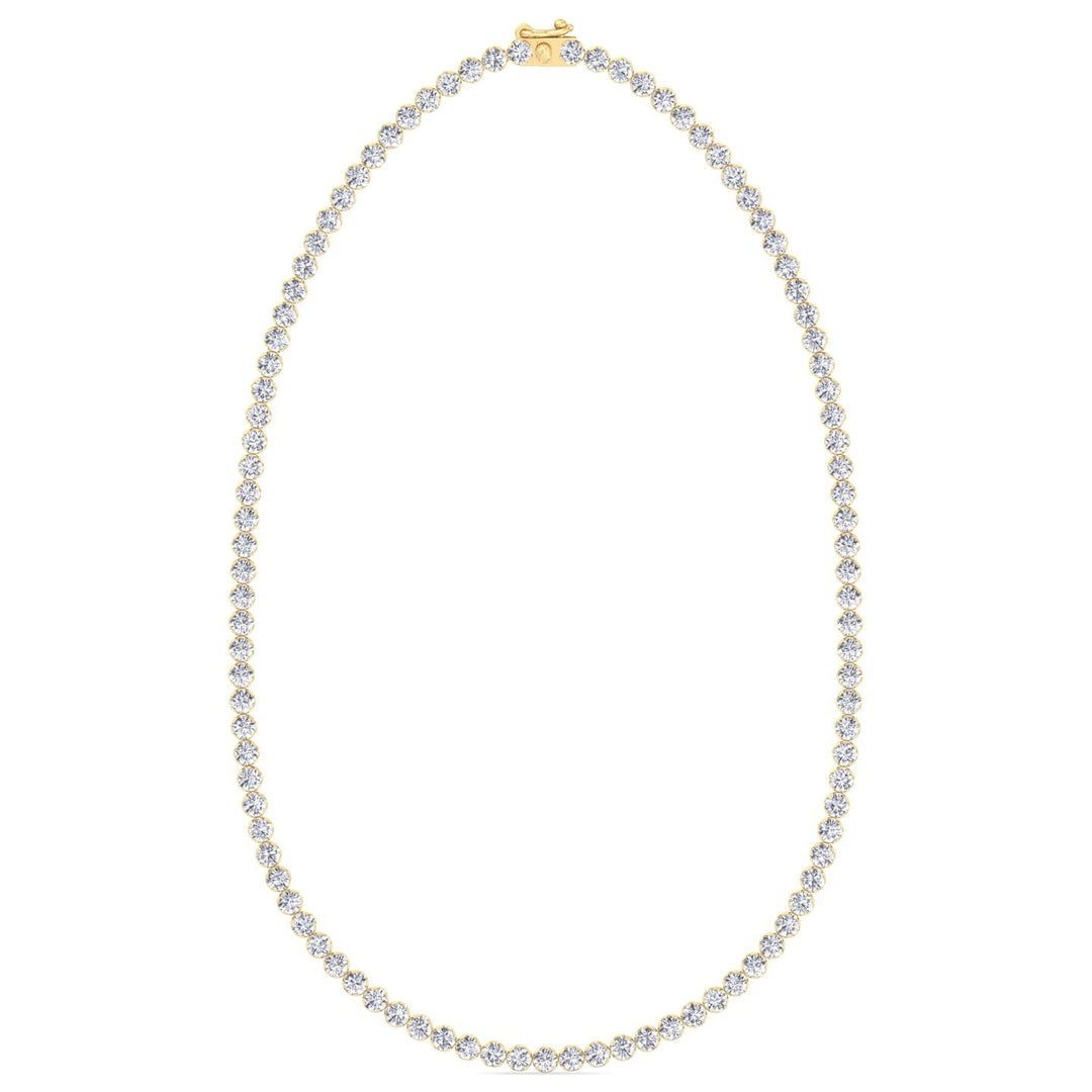 Illusion Round Shape Lab Grown Diamond Tennis Necklace 14K Yellow 
