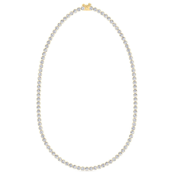 Illusion Round Shape Lab Grown Diamond Tennis Necklace 14K Yellow 