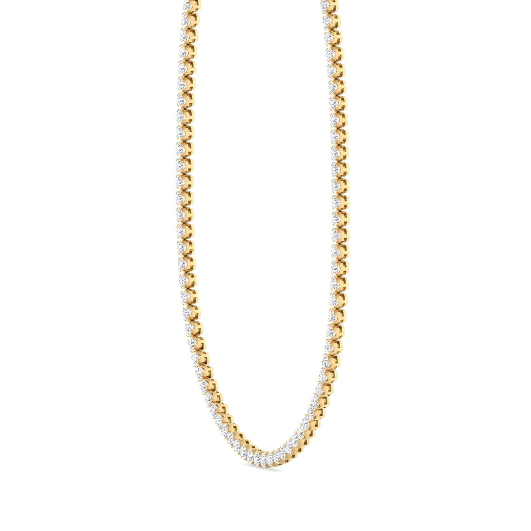 Illusion Round Shape Lab Grown Diamond Tennis Necklace 14K Yellow  Gold