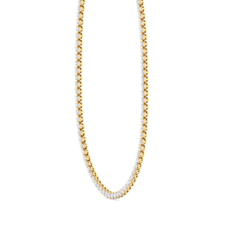 Illusion Round Shape Lab Grown Diamond Tennis Necklace 14K Yellow  Gold