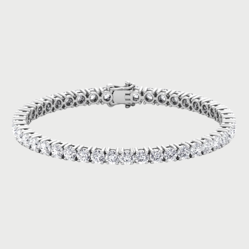 4 Prong Round Cut Lab-Grown Diamond Tennis Bracelet 14K Solid Gold