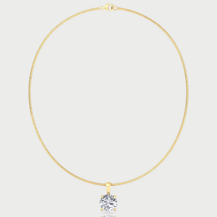 Round-Cut Lab Grown Diamond Necklace on A Omega Chain