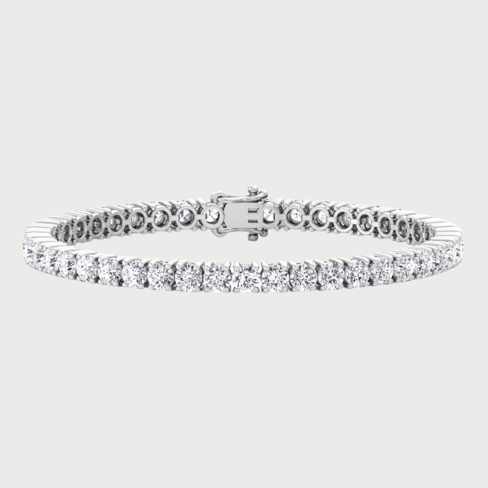 4 Prong Round Cut Lab-Grown Diamond Tennis Bracelet 14K Solid Gold