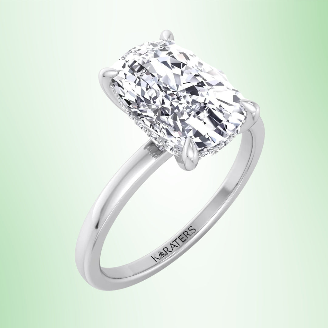 Kalui - Two Tone Elongated Cushion Cut Solitaire Lab-Grown Diamond Engagement Ring