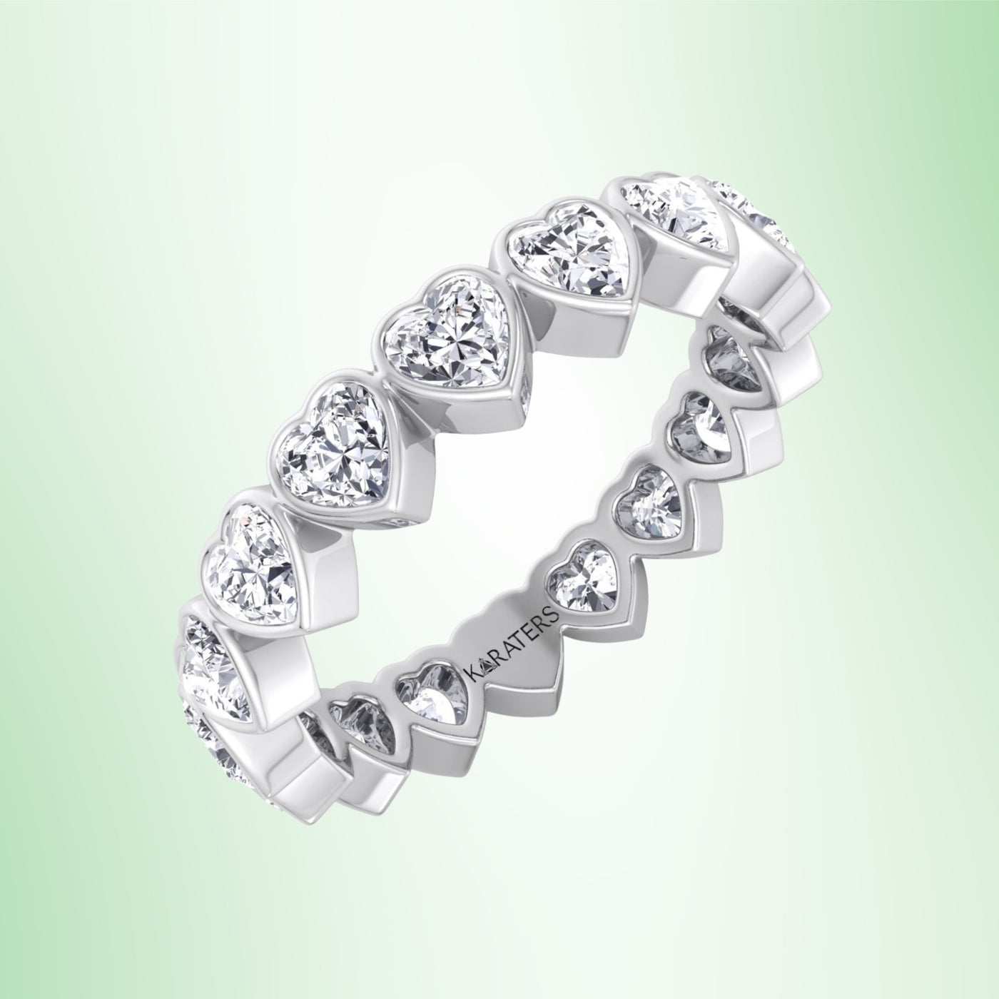 Delia - Bezel Set Heart Shape Lab Grown Diamond Eternity Band