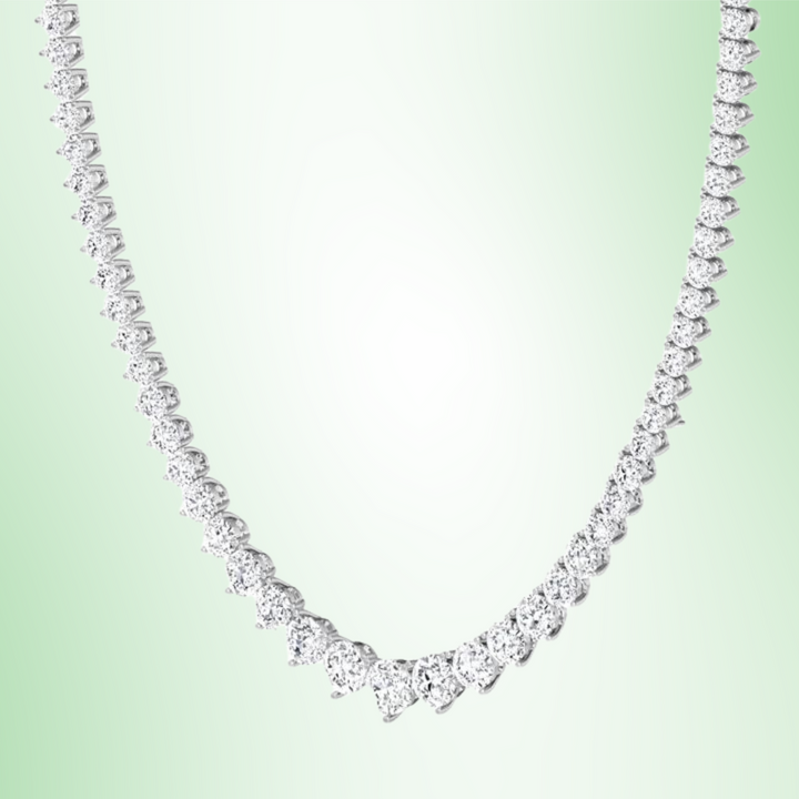 Riviera Graduated Style Lab-Grown Diamond Tennis Necklace 14K Solid Gold