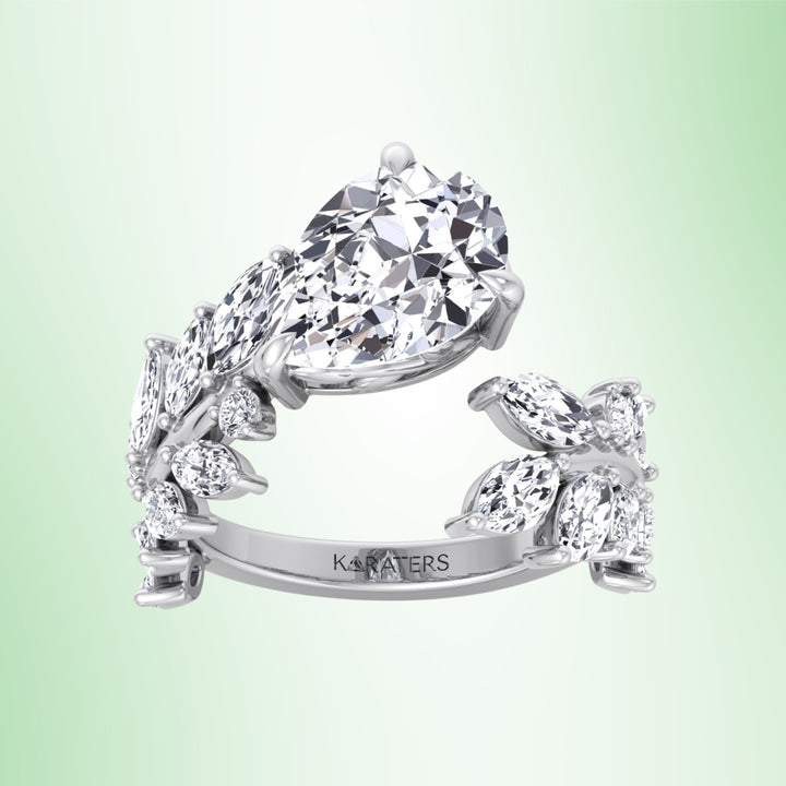 Linda - Pear Shape Sweeping Ivy Lab Grown Diamond Engagement Ring