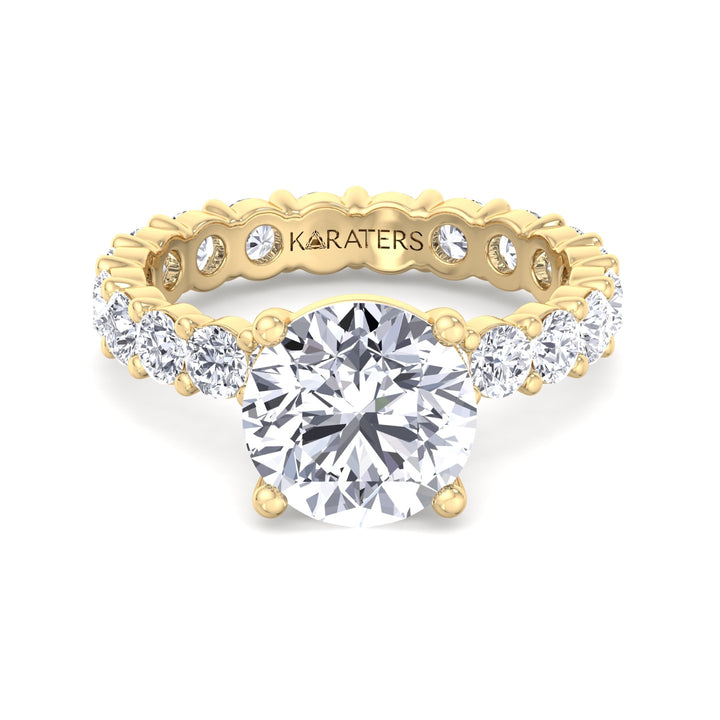 Kessel - Round Eternity Style Lab Diamond  Engagement Ring, Yellow Gold, Front