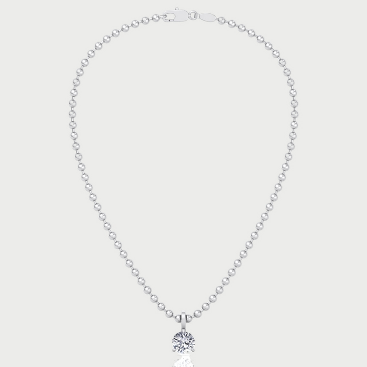 Lab Grown Diamond Round Pendant Beaded Necklace