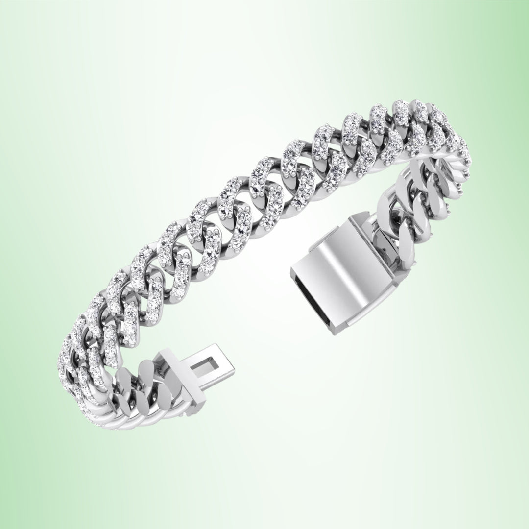 Lab Grown Diamond Cuban Link Bracelet 14K Gold