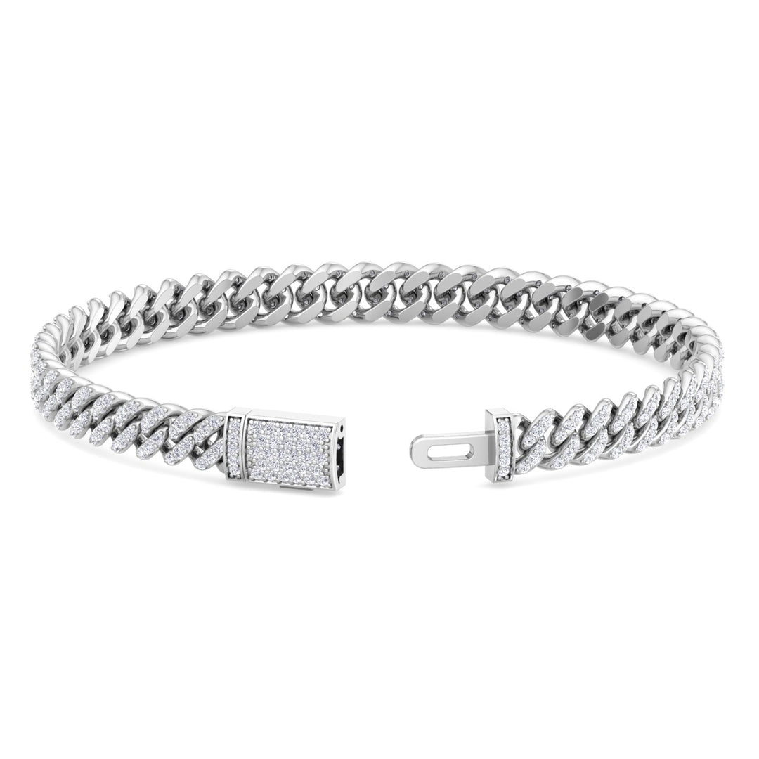 Lab Grown Diamond Cuban Link Bracelet 18K White 