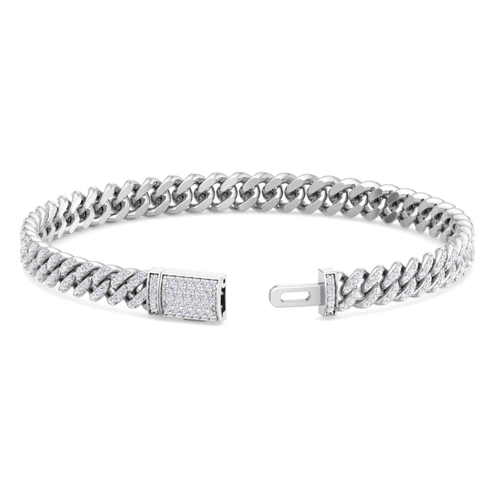 Lab Grown Diamond Cuban Link Bracelet 18K White 