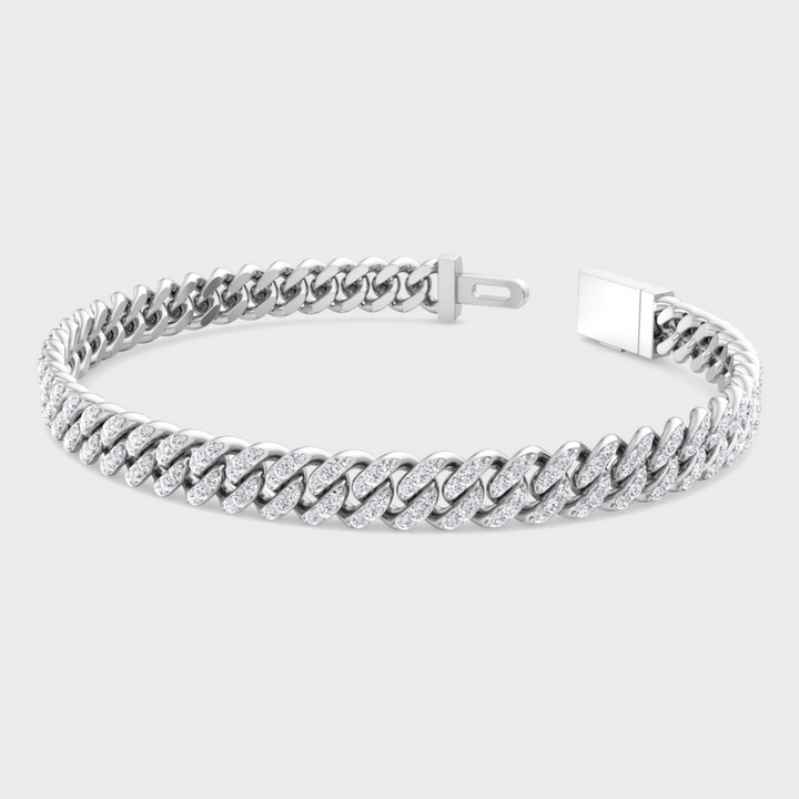 Lab Grown Diamond Cuban Link Bracelet 18K Solid Gold