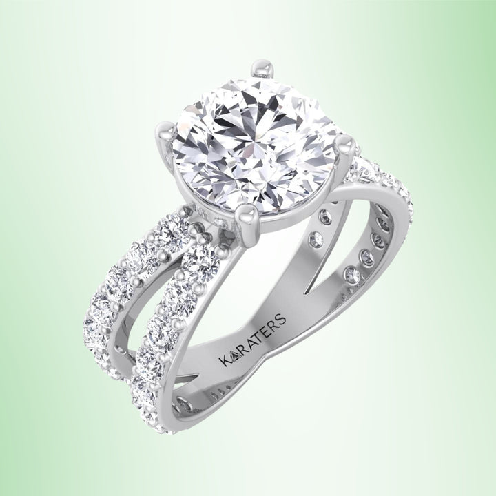 Lelystad - Round Cut Lab Grown Diamond Engagement Ring With Split Band