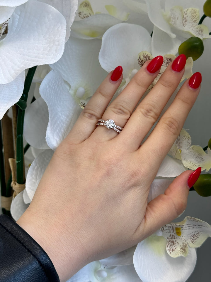 Lelystad - Round Lab Diamond Engagement Ring, Rose Gold, Female 
