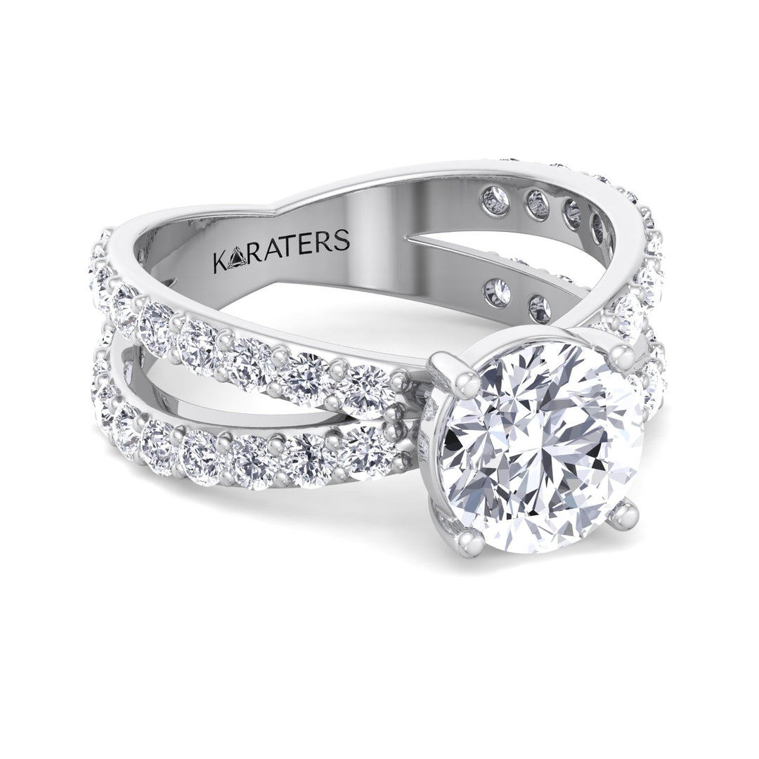 Lelystad - Round Lab Grown Diamond Engagement Ring, White Gold, Front