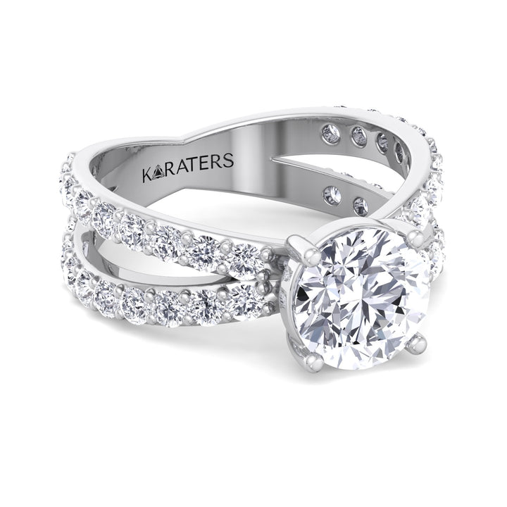 Lelystad - Round Lab Grown Diamond Engagement Ring, White Gold, Front