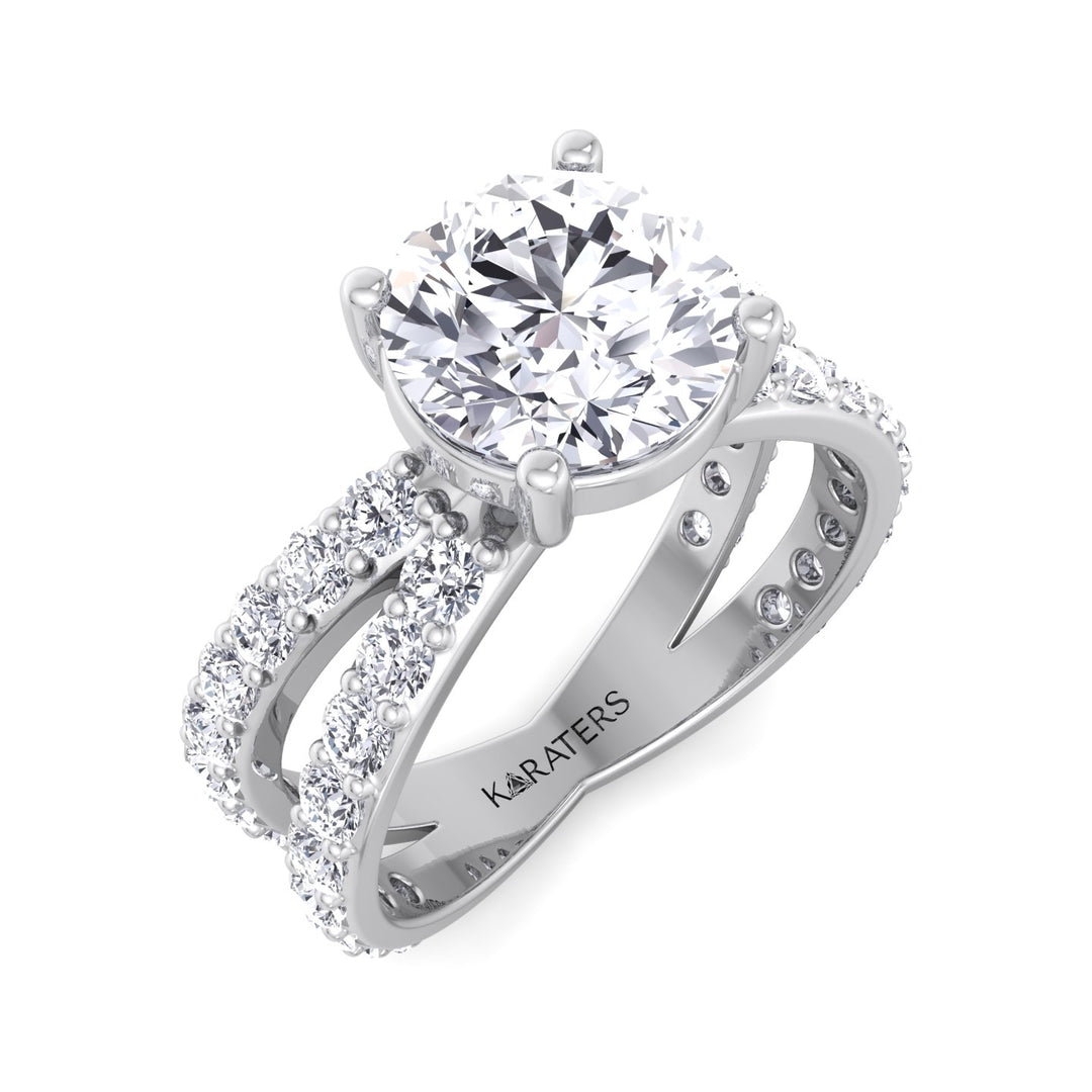 Lelystad - Round Lab Grown Diamond Engagement Ring, White Gold, Top Down