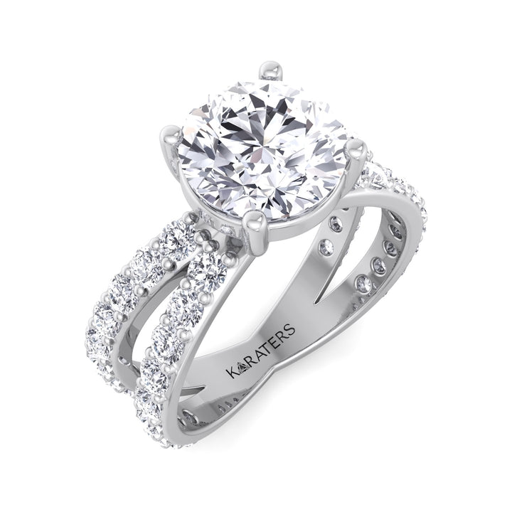 Lelystad - Round Lab Grown Diamond Engagement Ring, White Gold, Top Down