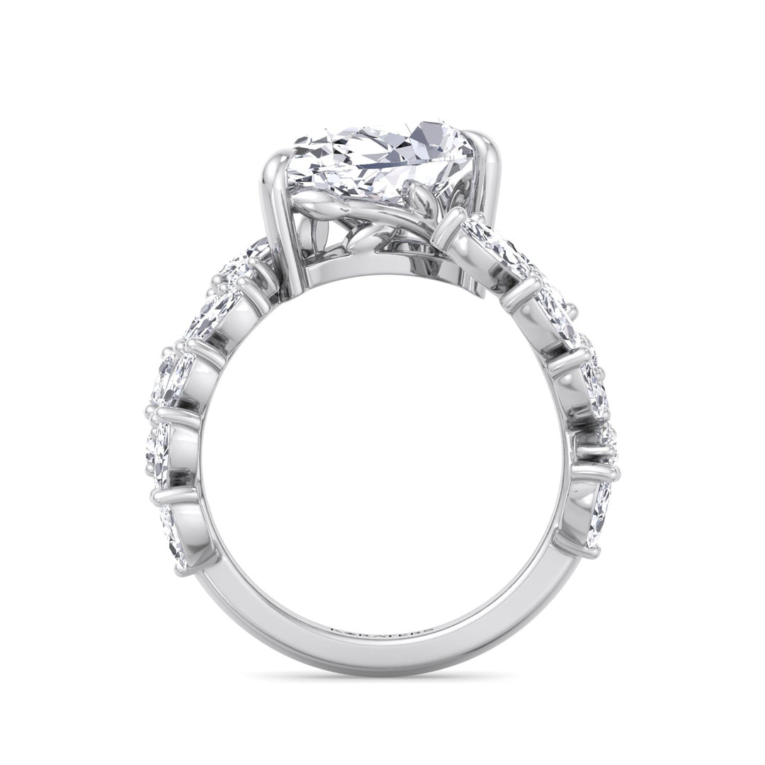 Linda - Pear Sweeping Ivy Lab White Gold Diamond Engagement Ring, Profile