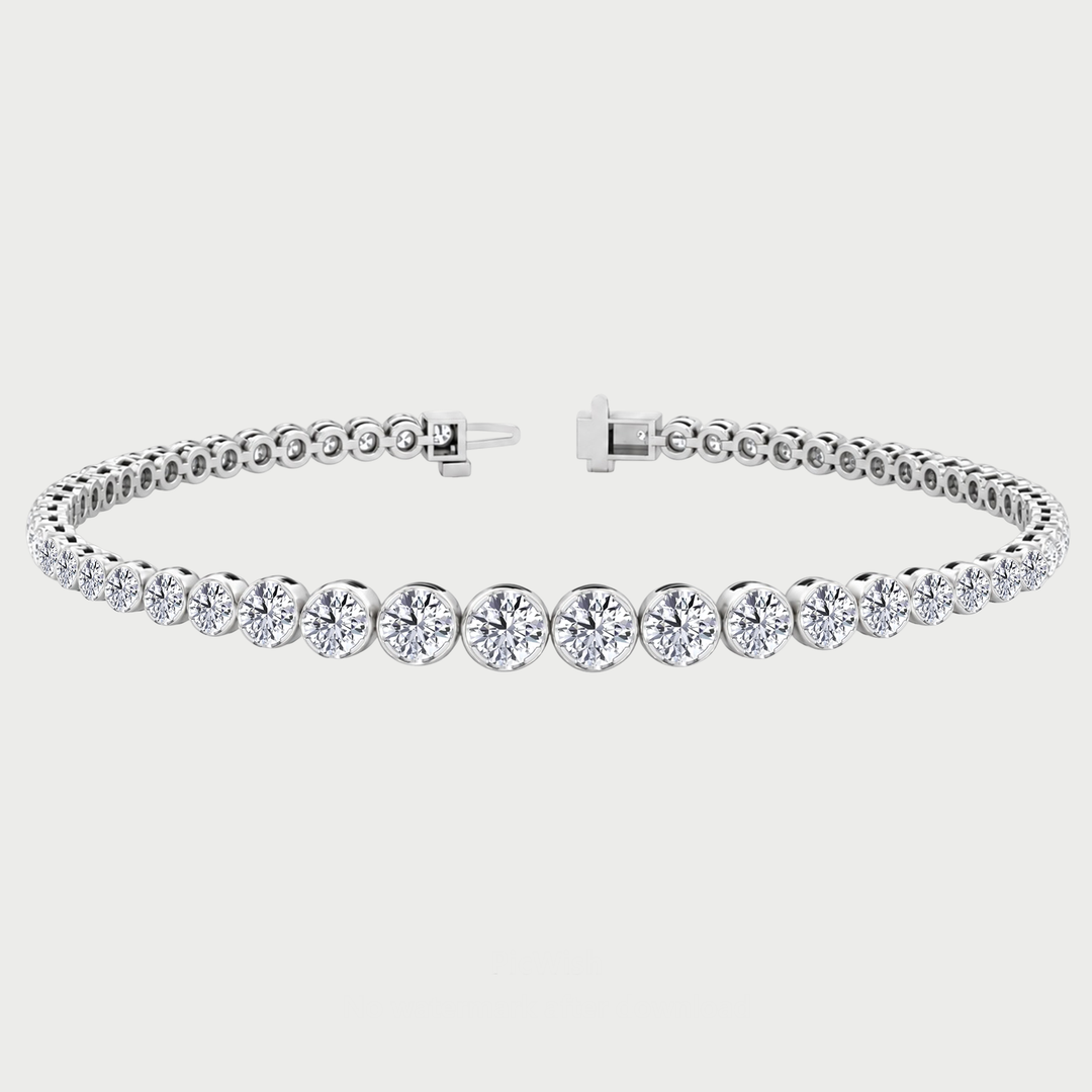 Graduated Lab Grown Diamond Crown Prong Tennis Bracelet 